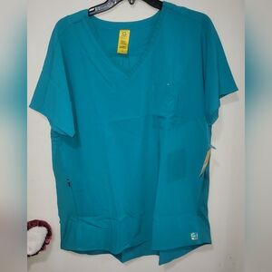 Wonder Wink Women's Teal V-Neck Medical Scrub Top Set